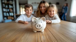 sell2rent_Piggy_bank_in_the_foreground_family_in_the_background